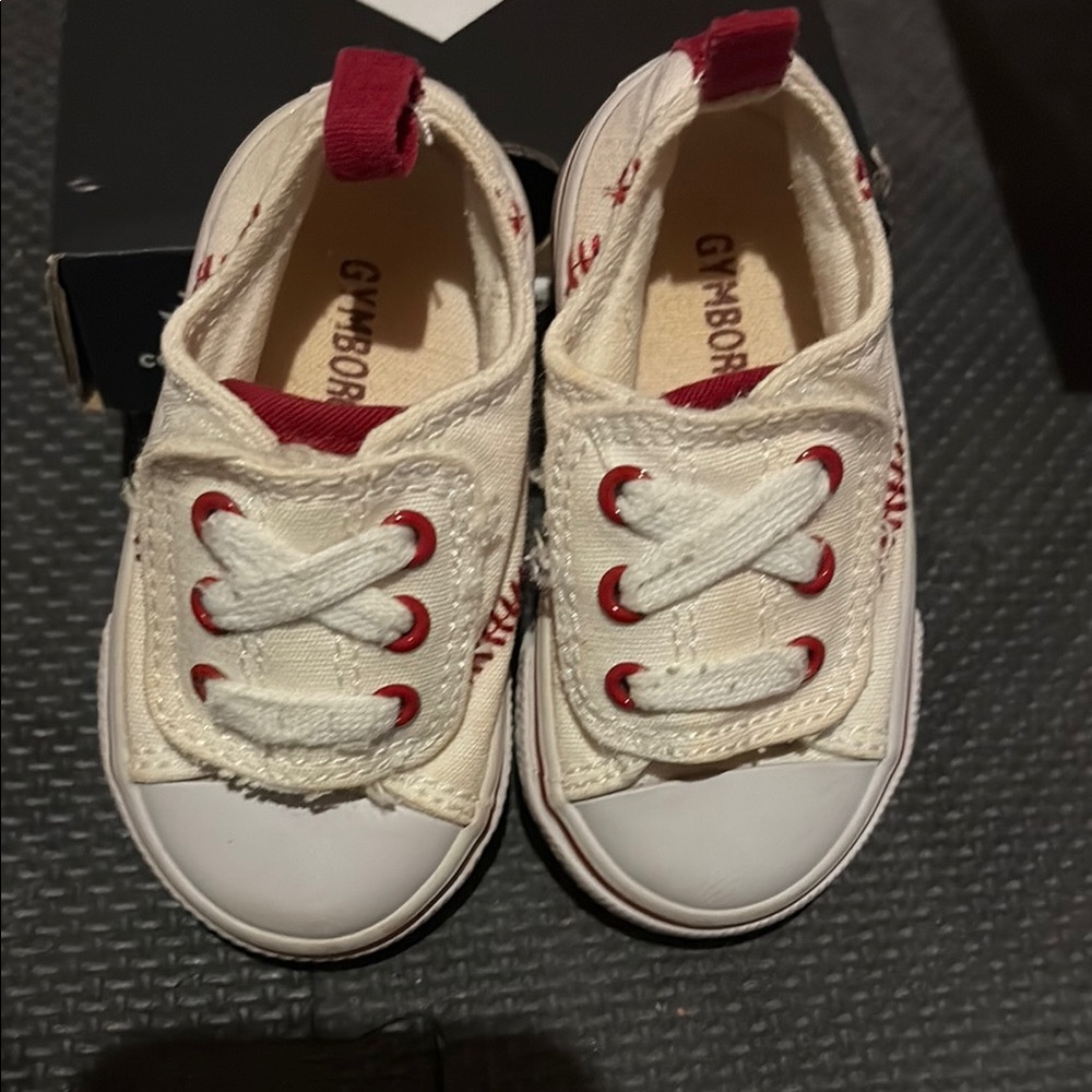 Gymboree Kids White and Red Sneakers - baseball lace
